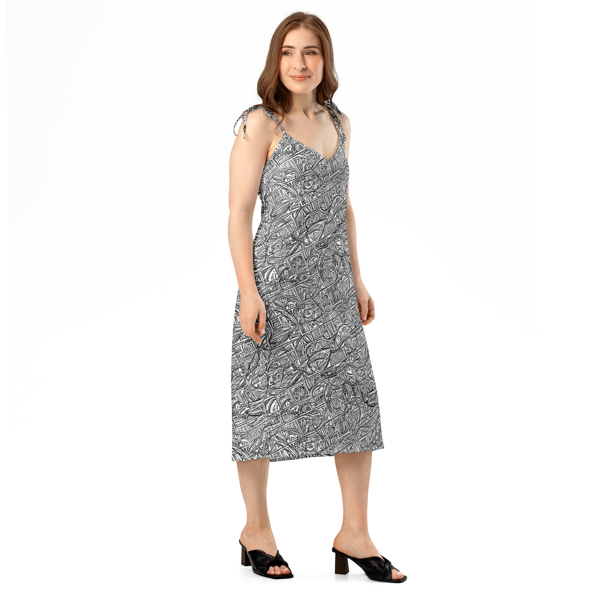 Monochrome Riot on Slip Dress — Right Front
