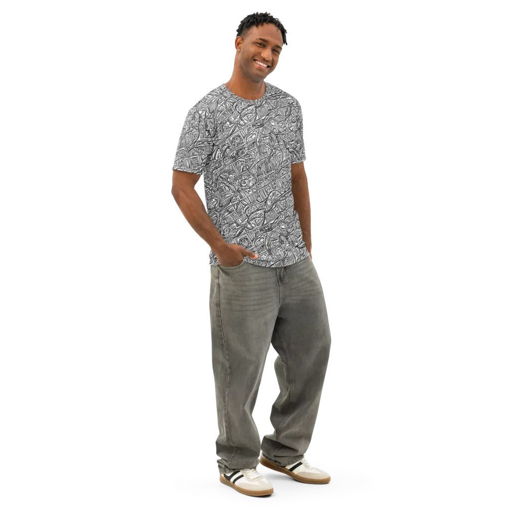 Monochrome Riot on Men's Cotton Crew Neck T-Shirt — Right Front