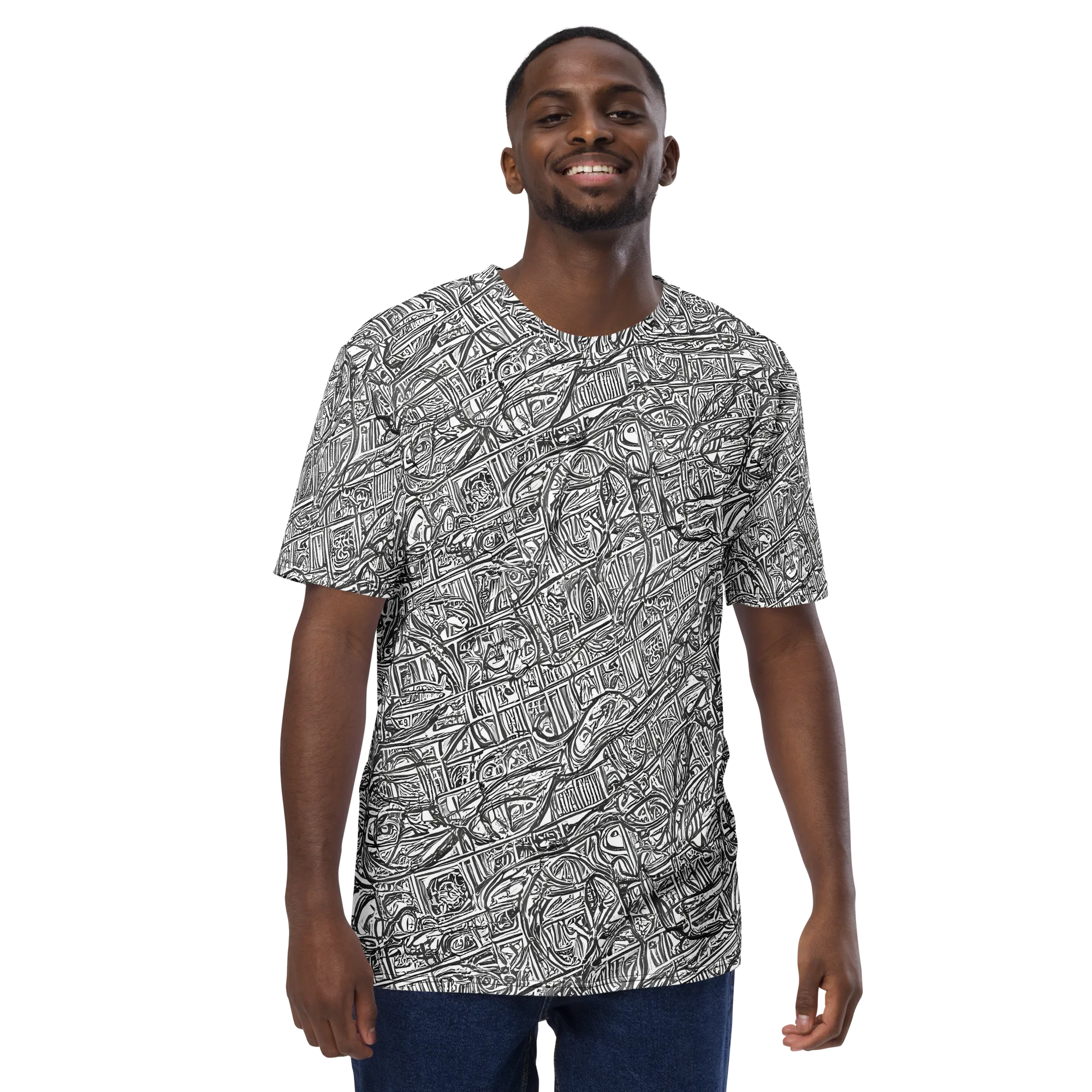 Monochrome Riot on Men's Crew Neck T-Shirt — Front