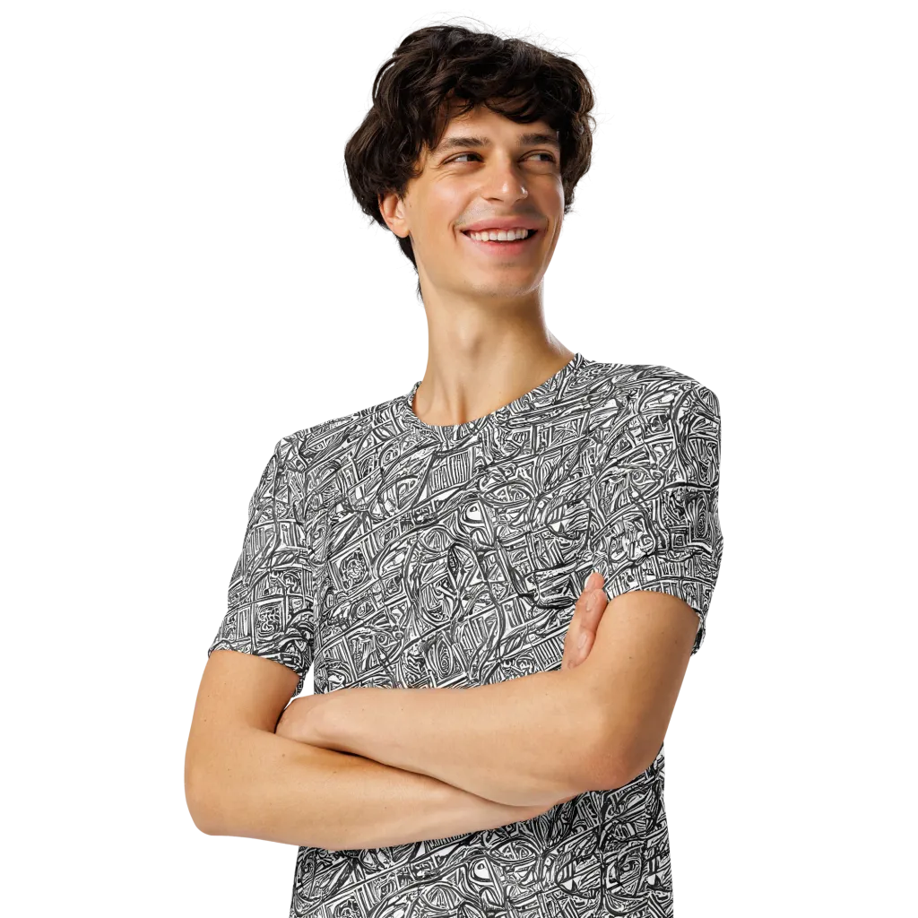 Monochrome Riot on Men's Crew Neck T-Shirt — Left Front