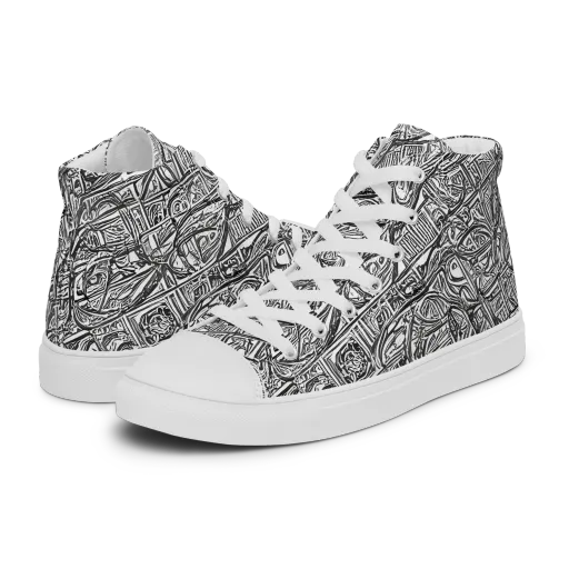 Monochrome Riot on a Men's High Top Canvas Shoes