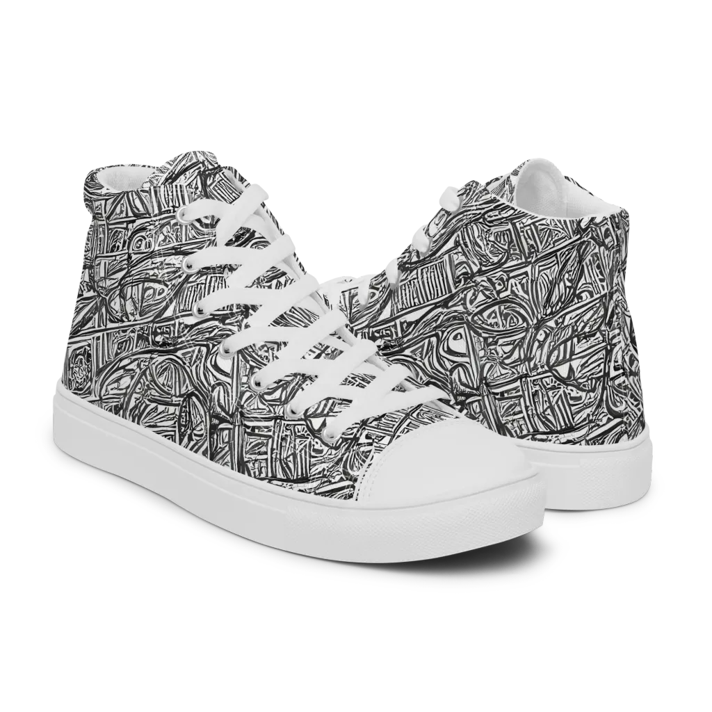 Monochrome Riot on Men's High Top Canvas Shoes — Right