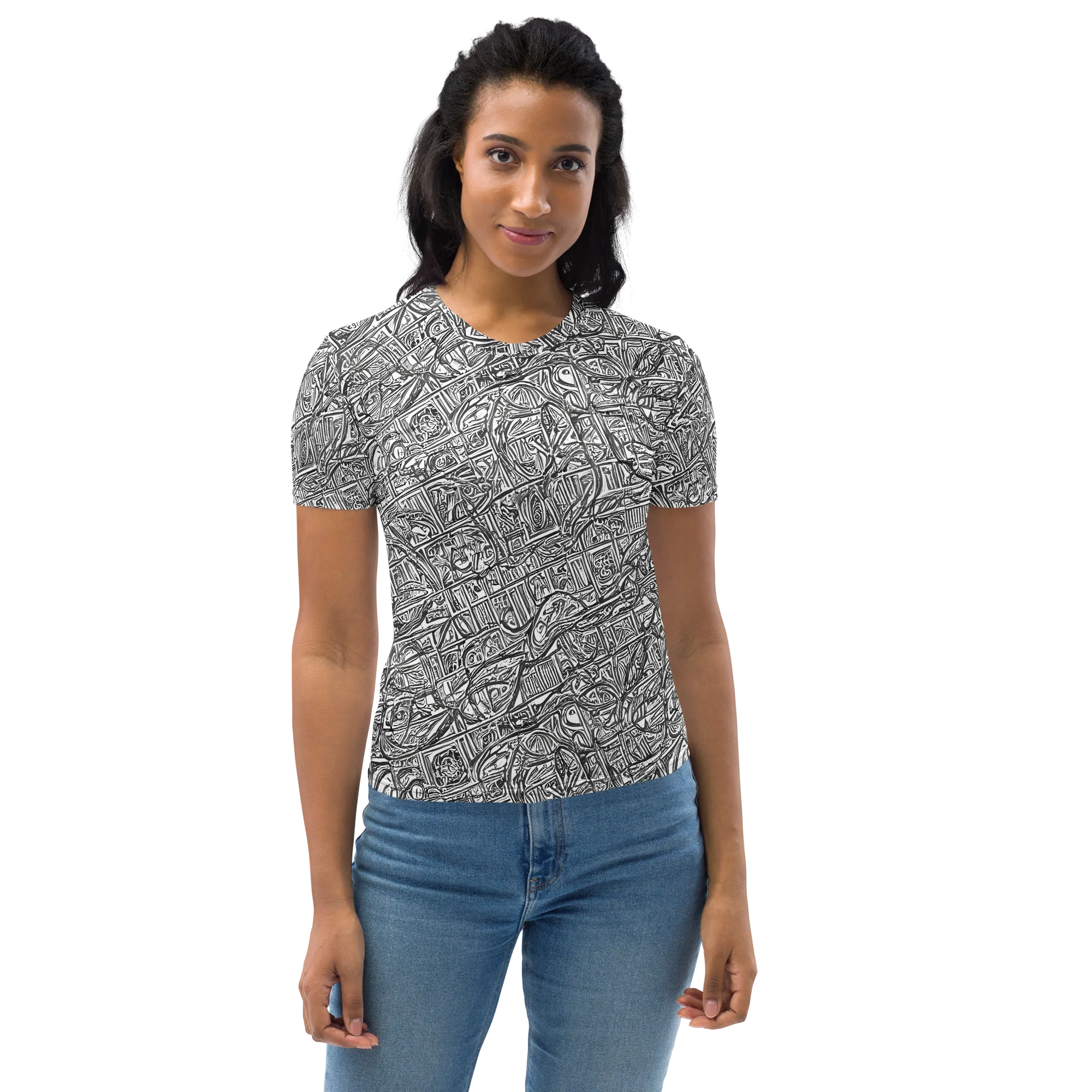 Monochrome Riot on Women's Crew Neck T-Shirt — Front