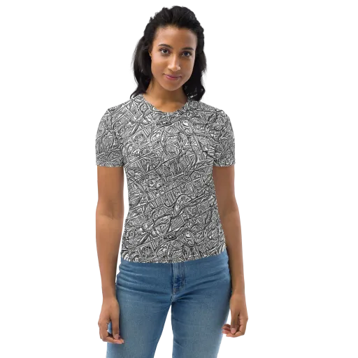 Monochrome Riot on a Women's Crew Neck T-Shirt