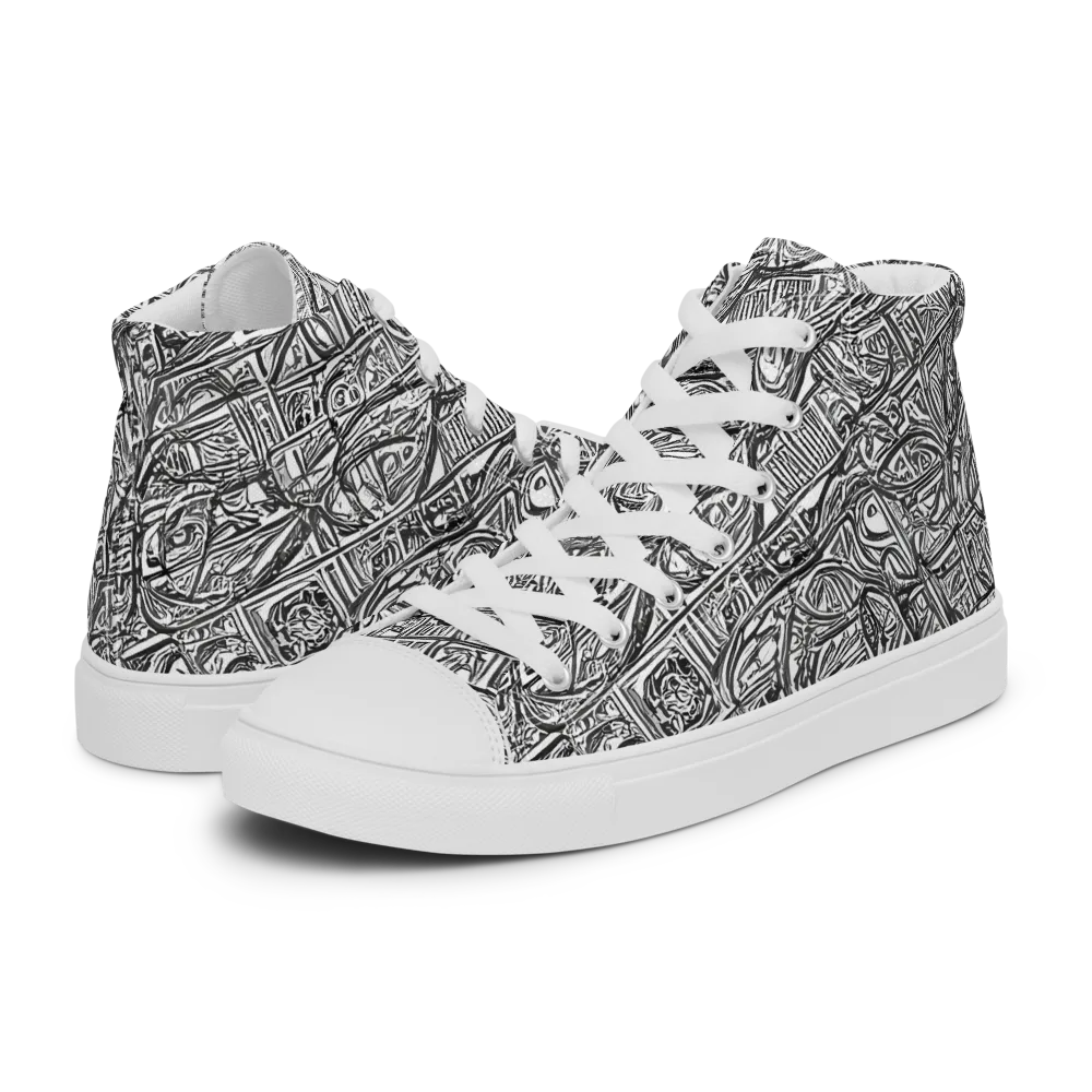 Monochrome Riot on Women's High Top Canvas Shoes — Left