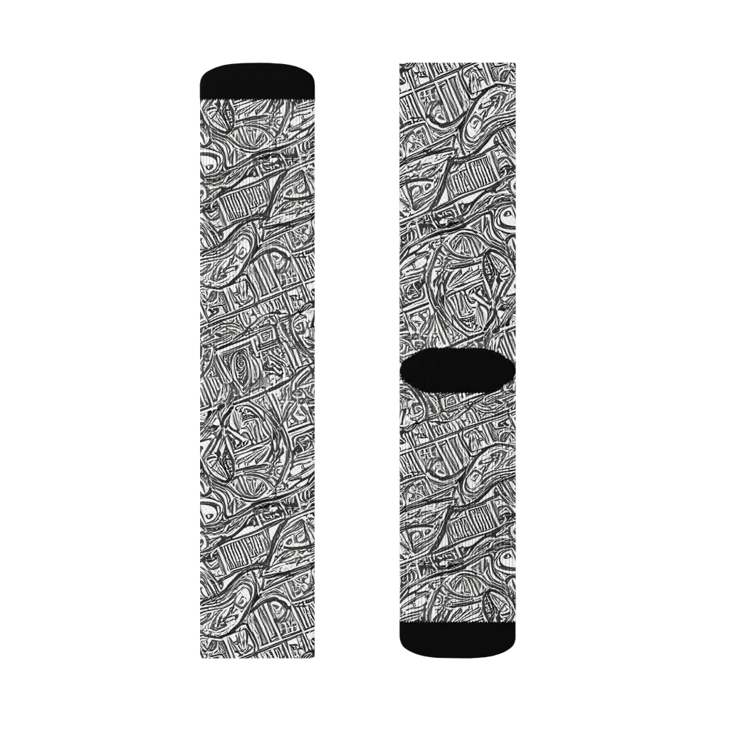 Monochrome Riot on Socks — Right Sock