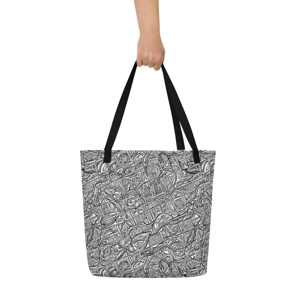 Monochrome Riot on Large Tote Bag W/ Pocket — Front