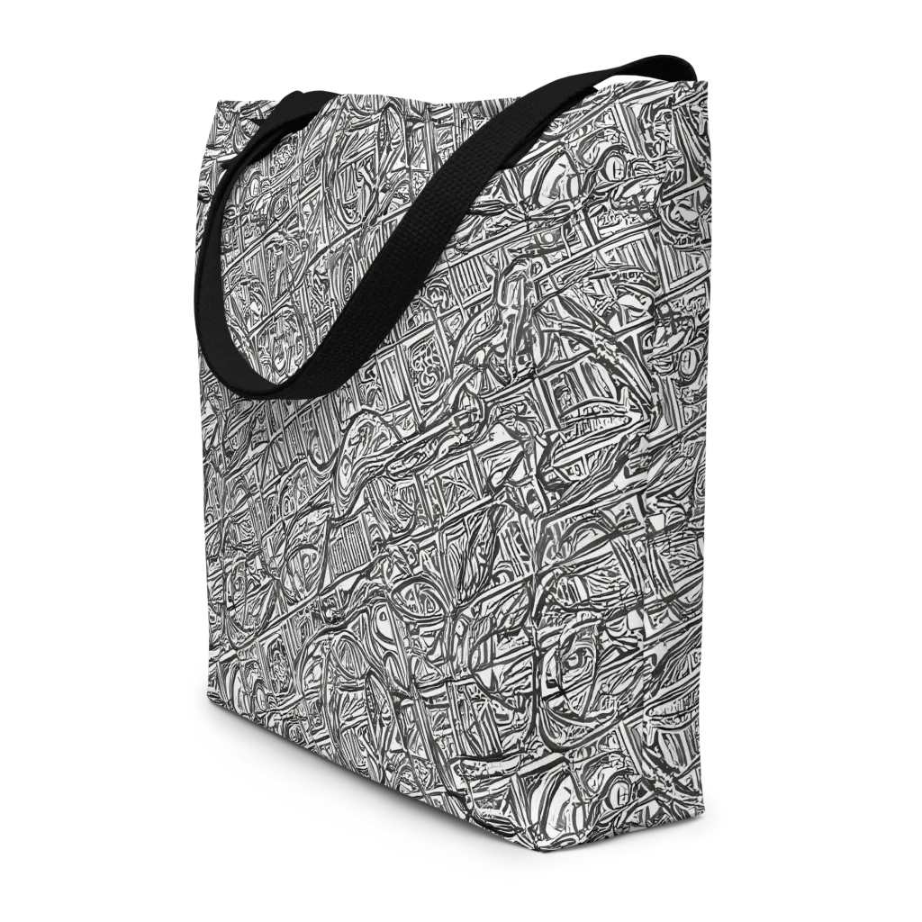 Monochrome Riot on Large Tote Bag W/ Pocket — Front