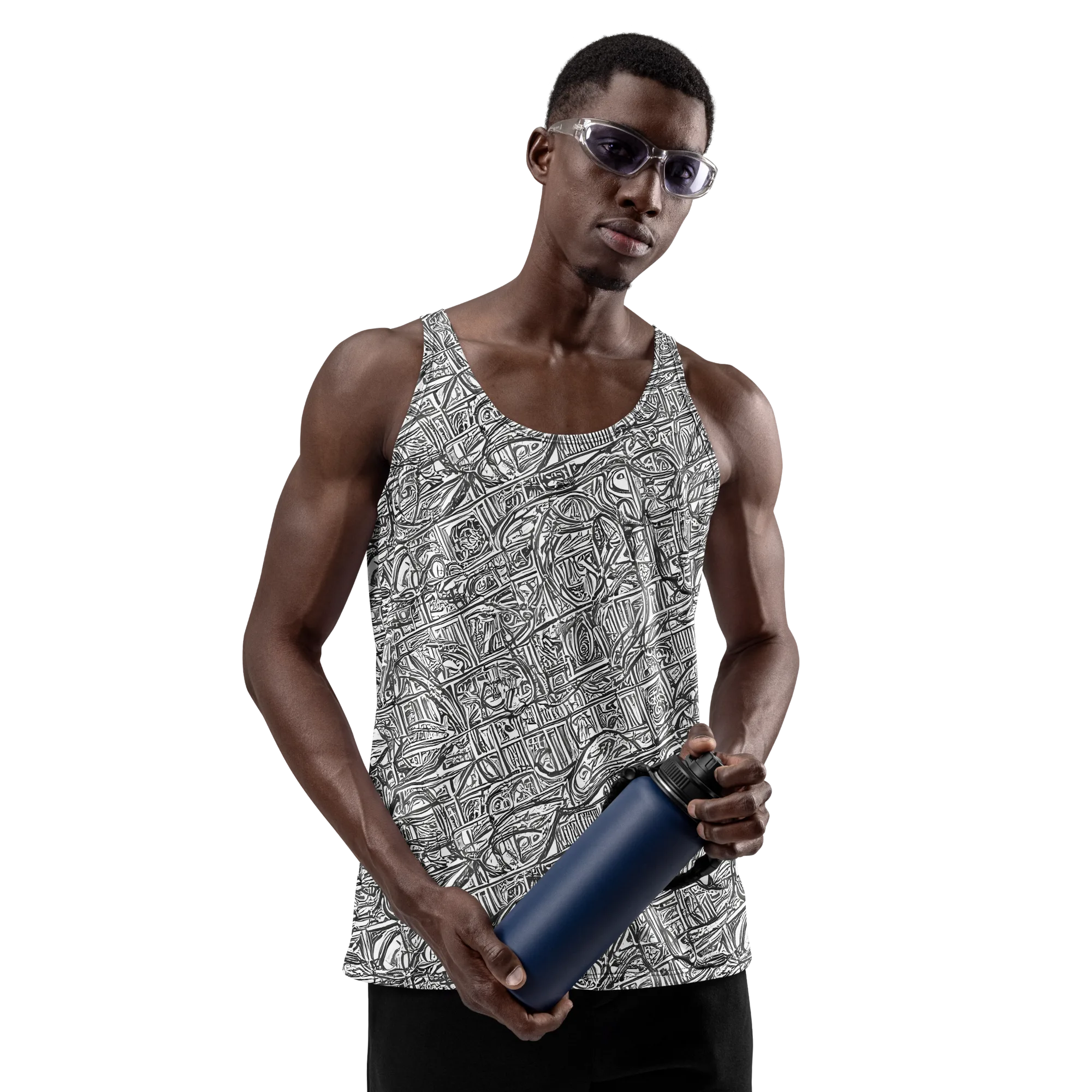 Monochrome Riot on Men's Tank Top — Front