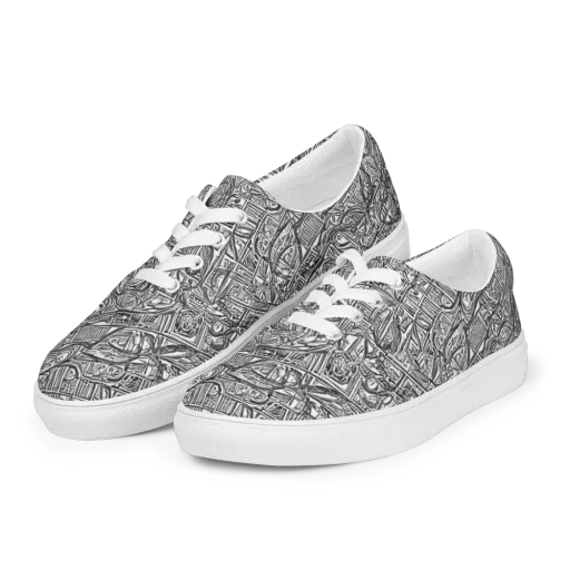 Monochrome Riot on a Men's Lace-Up Canvas Shoes
