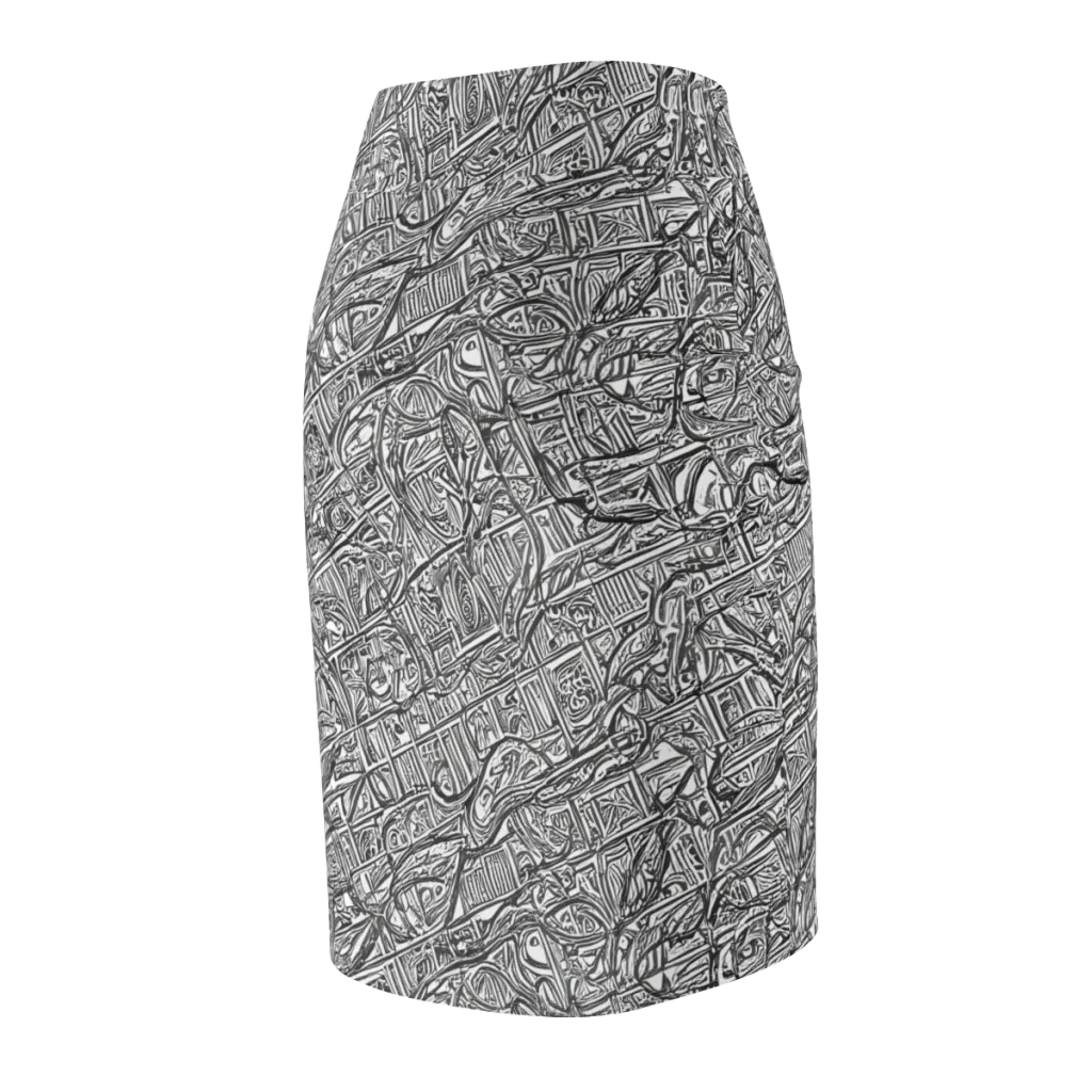 Monochrome Riot on Pencil Skirt — Back Side