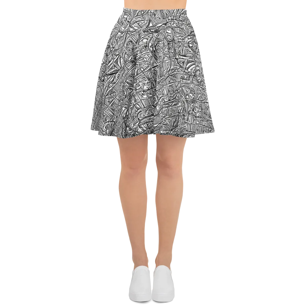 Monochrome Riot on Skater Skirt — Front