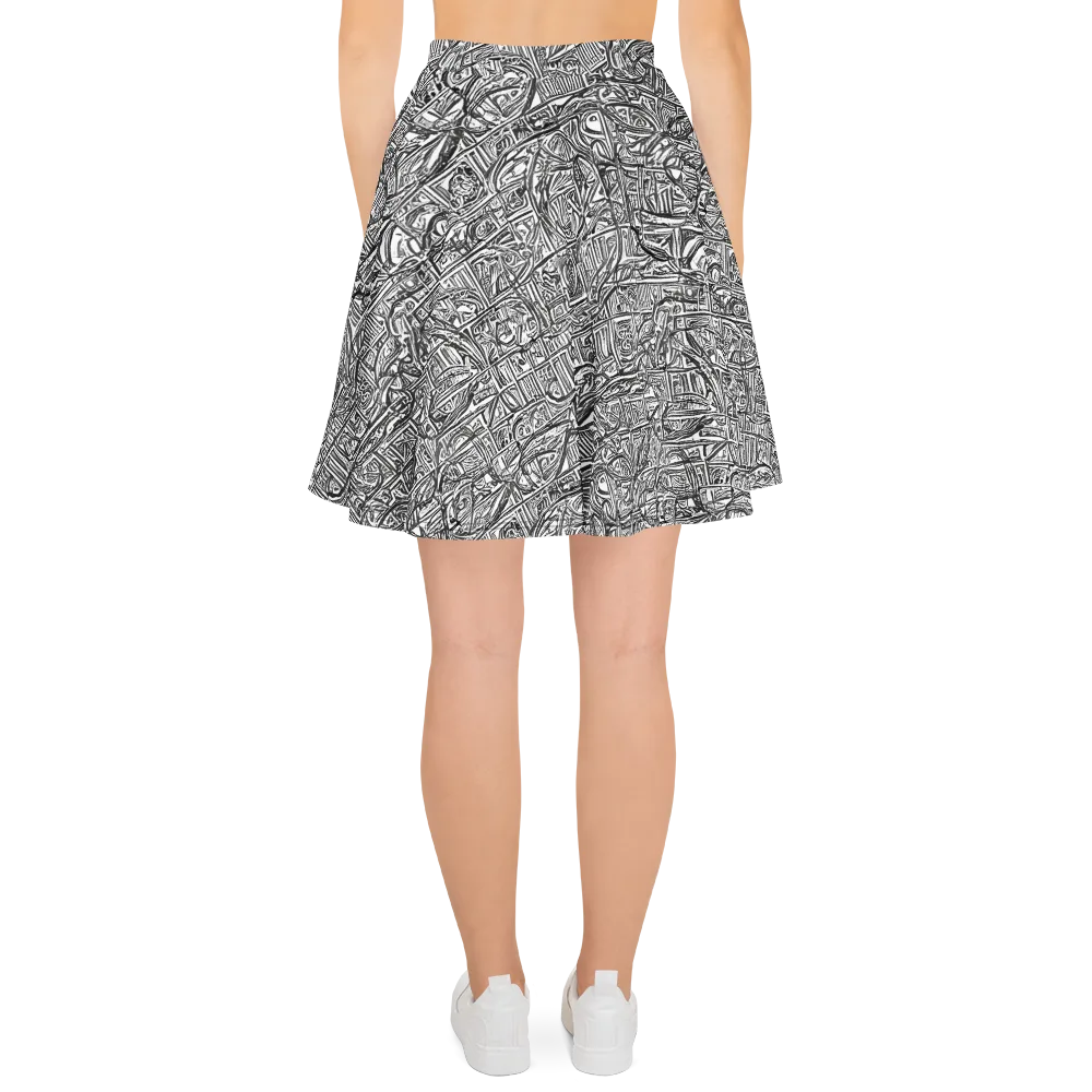 Monochrome Riot on Skater Skirt — Back