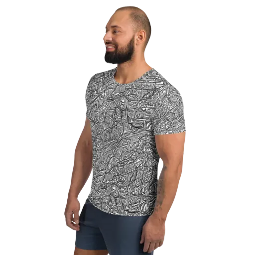 Monochrome Riot on a Men's Athletic T-Shirt