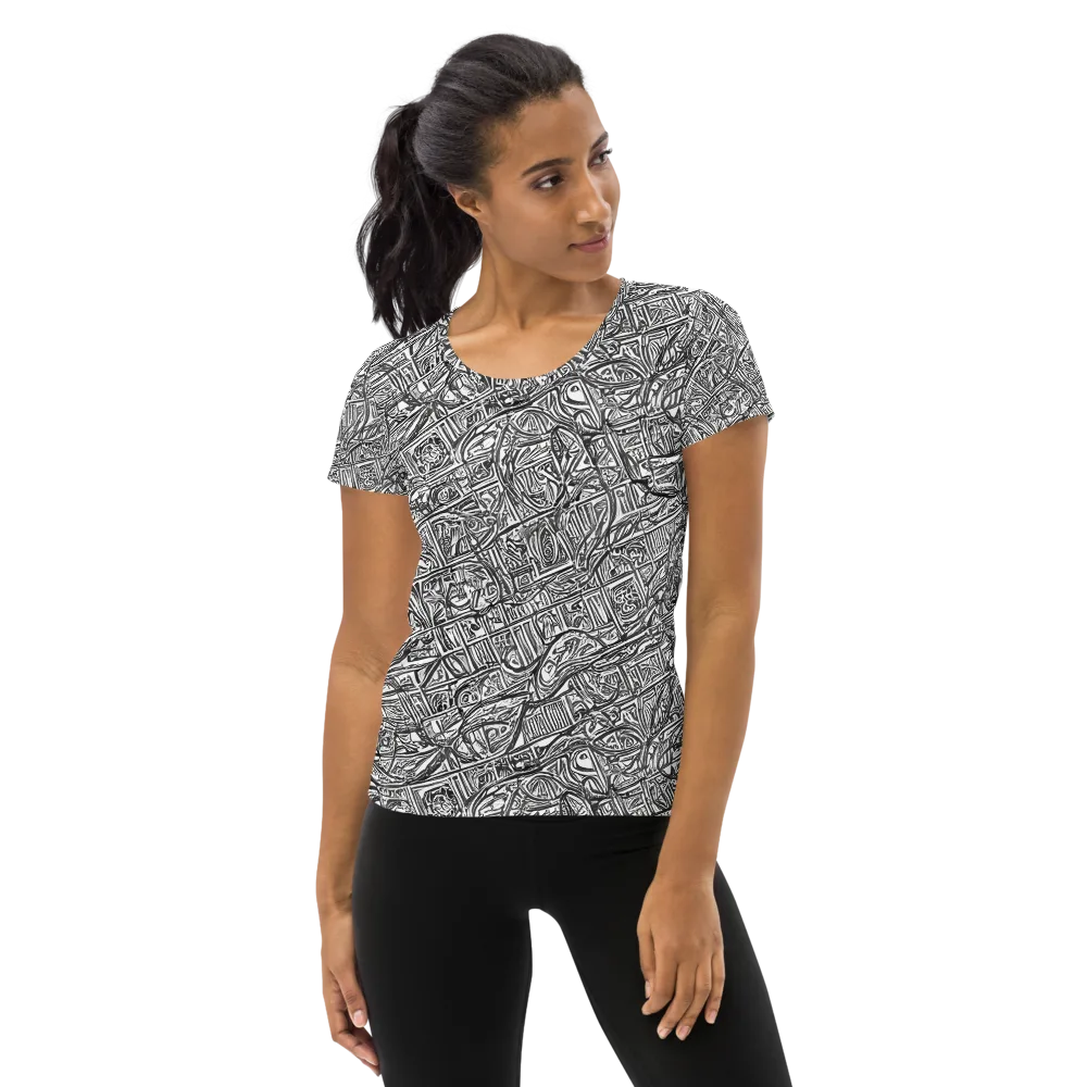 Monochrome Riot on Women's Athletic T-Shirt — Front