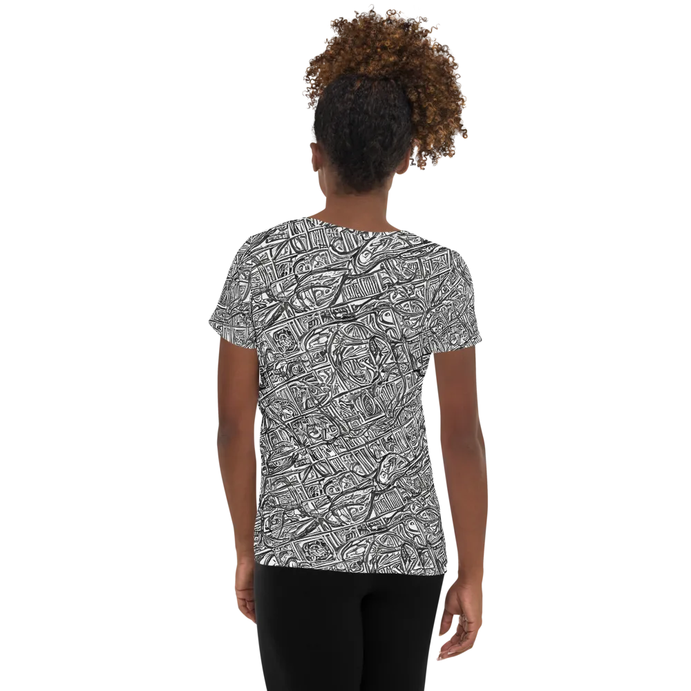 Monochrome Riot on Women's Athletic T-Shirt — Back