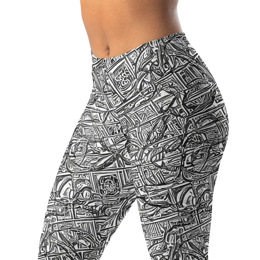Monochrome Riot on Leggings — Left Front