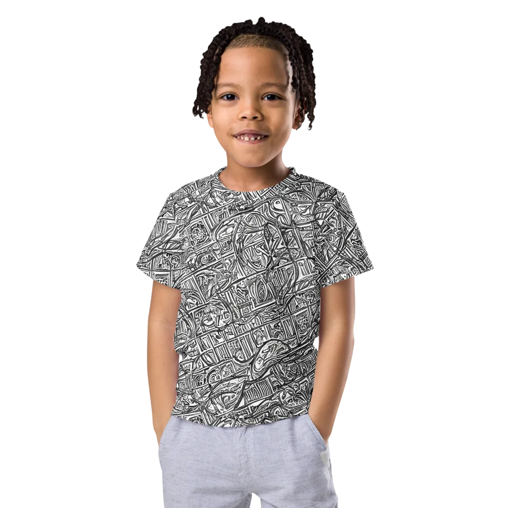 Monochrome Riot on Kids Crew Neck T-Shirt — Front