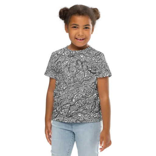 Monochrome Riot on a Kids Crew Neck T-Shirt