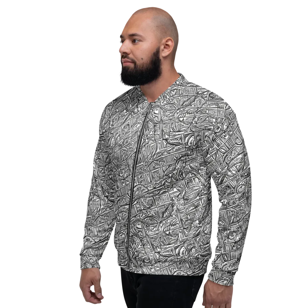 Monochrome Riot on Bomber Jacket — Left