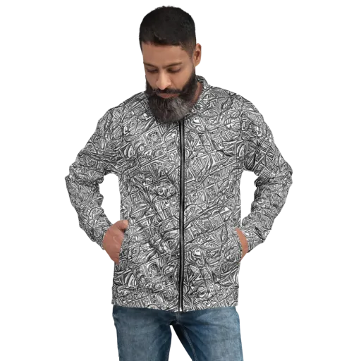 Monochrome Riot on a Bomber Jacket