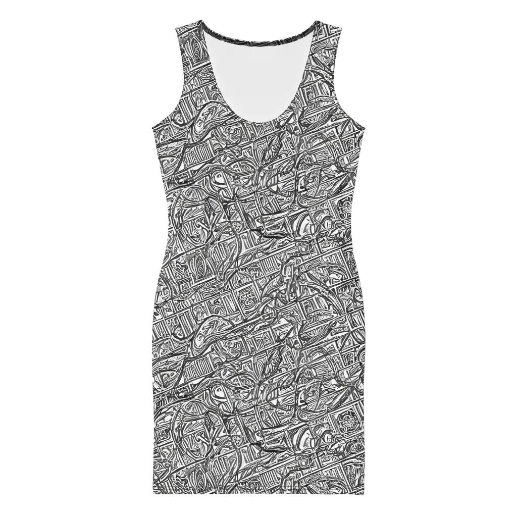 Monochrome Riot on Bodycon Dress — Front