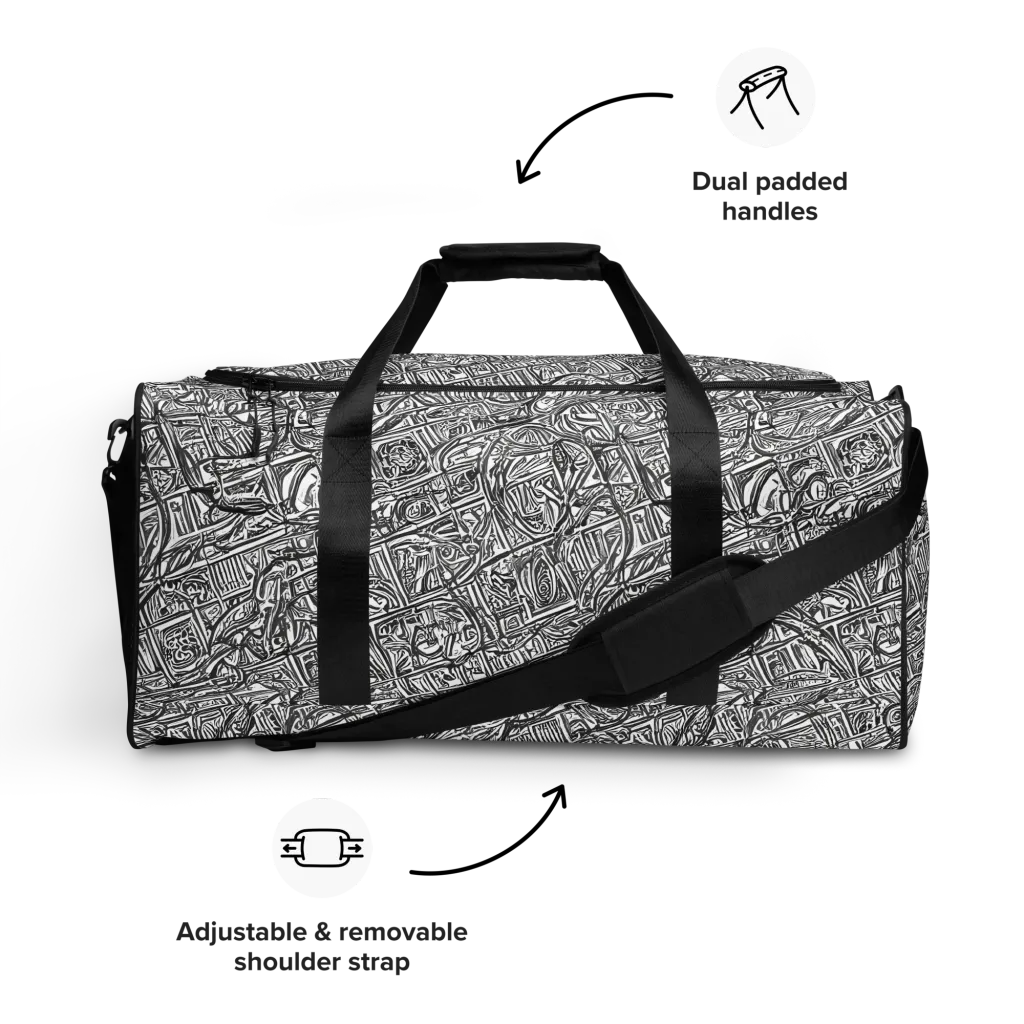 Monochrome Riot on Duffle Bag — Front