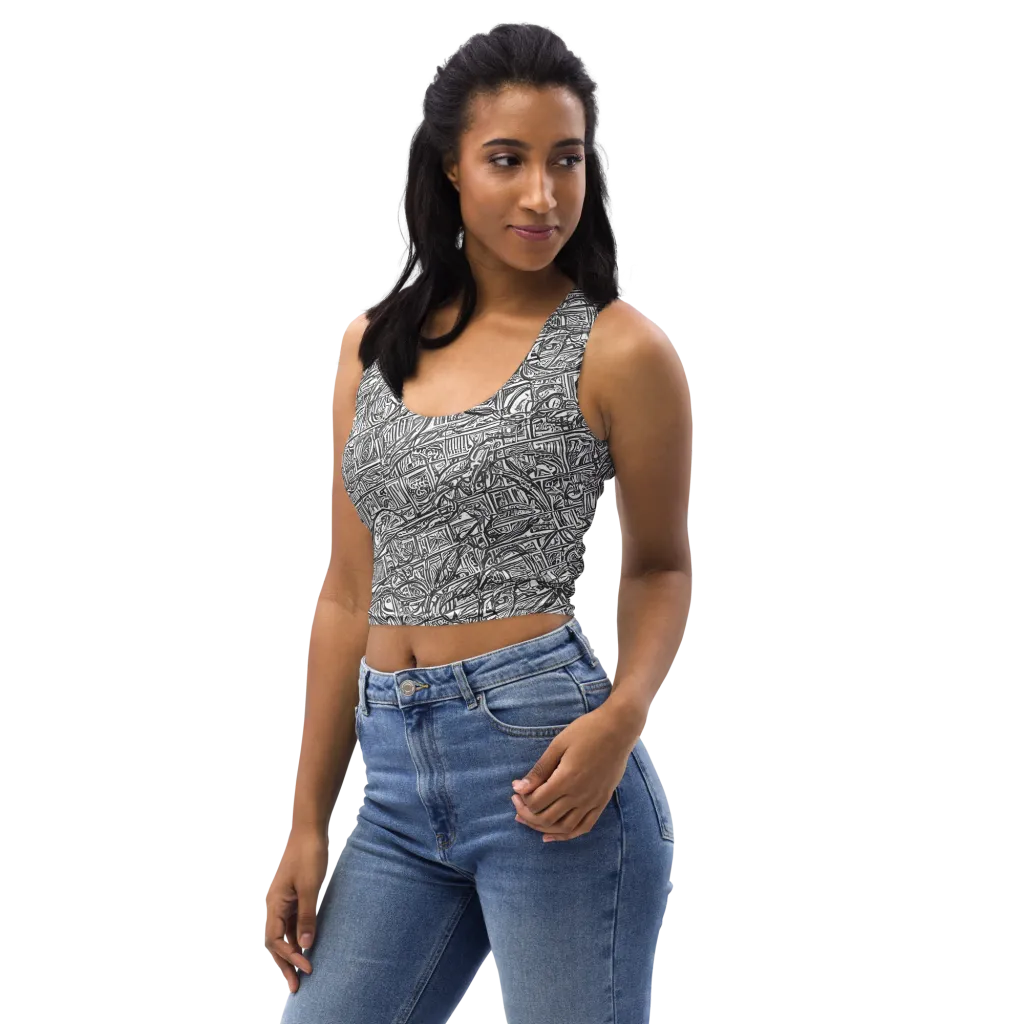Monochrome Riot on Crop Top — Left Front