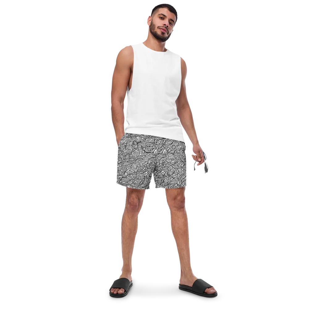 Monochrome Riot on Swim Trunks — Front