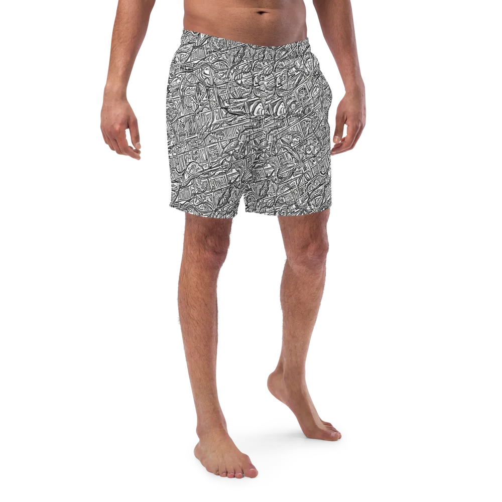 Monochrome Riot on Swim Trunks — Front