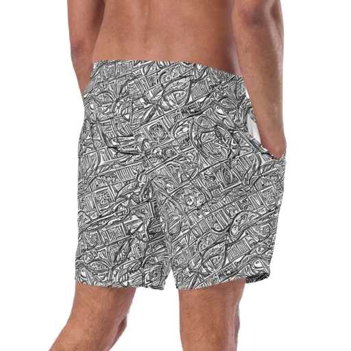 Monochrome Riot on a Swim Trunks