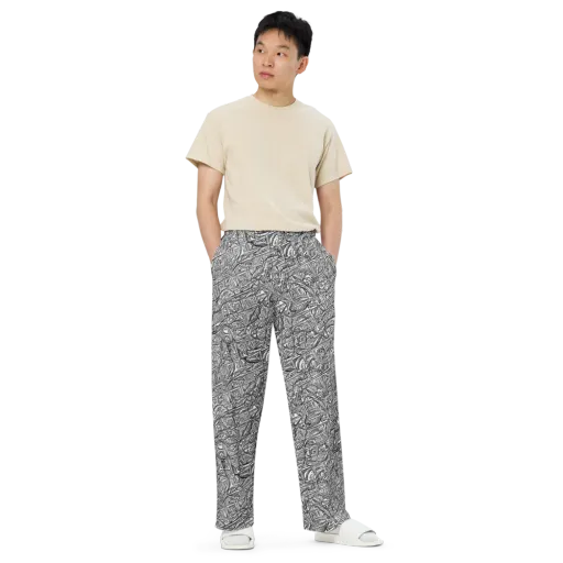 Monochrome Riot on a Wide-Leg Pants