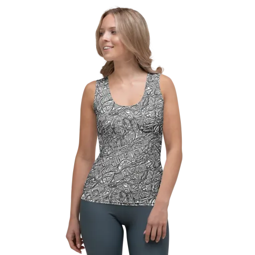 Monochrome Riot on a Women's Tank Top