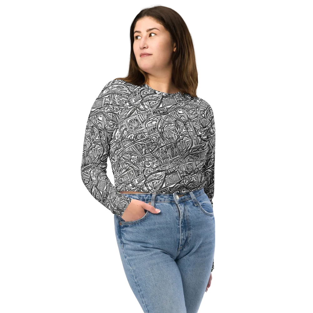 Monochrome Riot on Long Sleeve Crop Top — Front