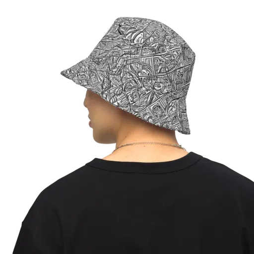 Monochrome Riot on a Reversible Bucket Hat