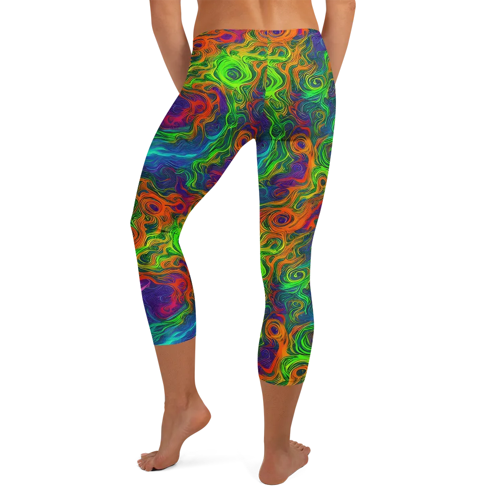 Chromatic Whirl on Capri Leggings — Back