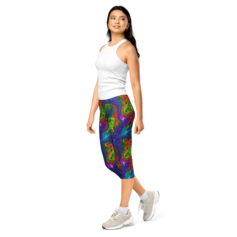 Chromatic Whirl on Capri Leggings — Left Front