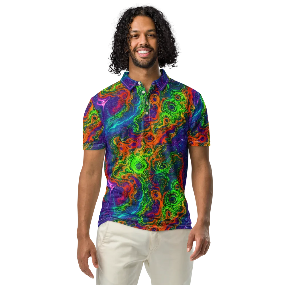 Chromatic Whirl on Men's Slim Fit Polo Shirt — Front