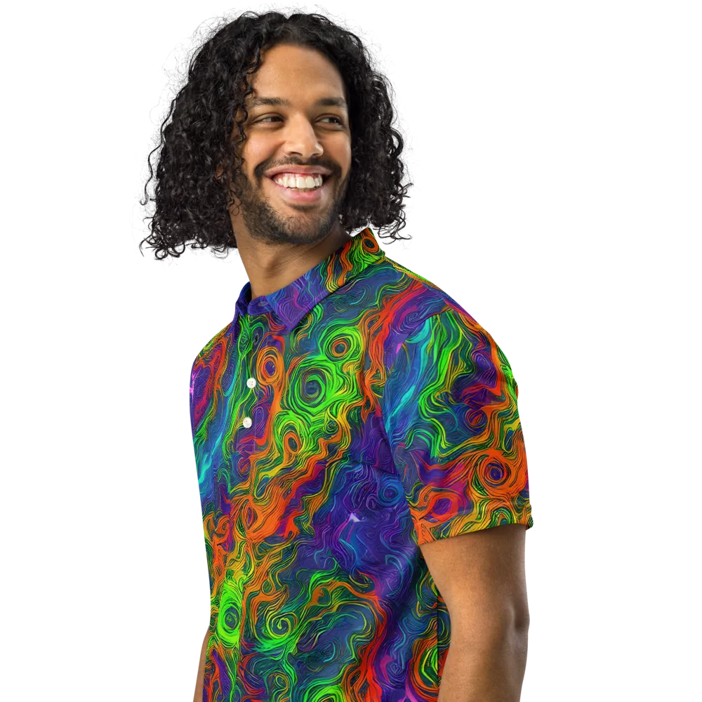 Chromatic Whirl on Men's Slim Fit Polo Shirt — Left Front