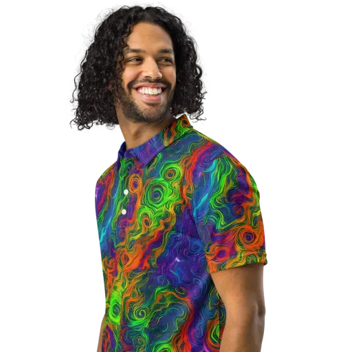 Chromatic Whirl on a Men's Slim Fit Polo Shirt