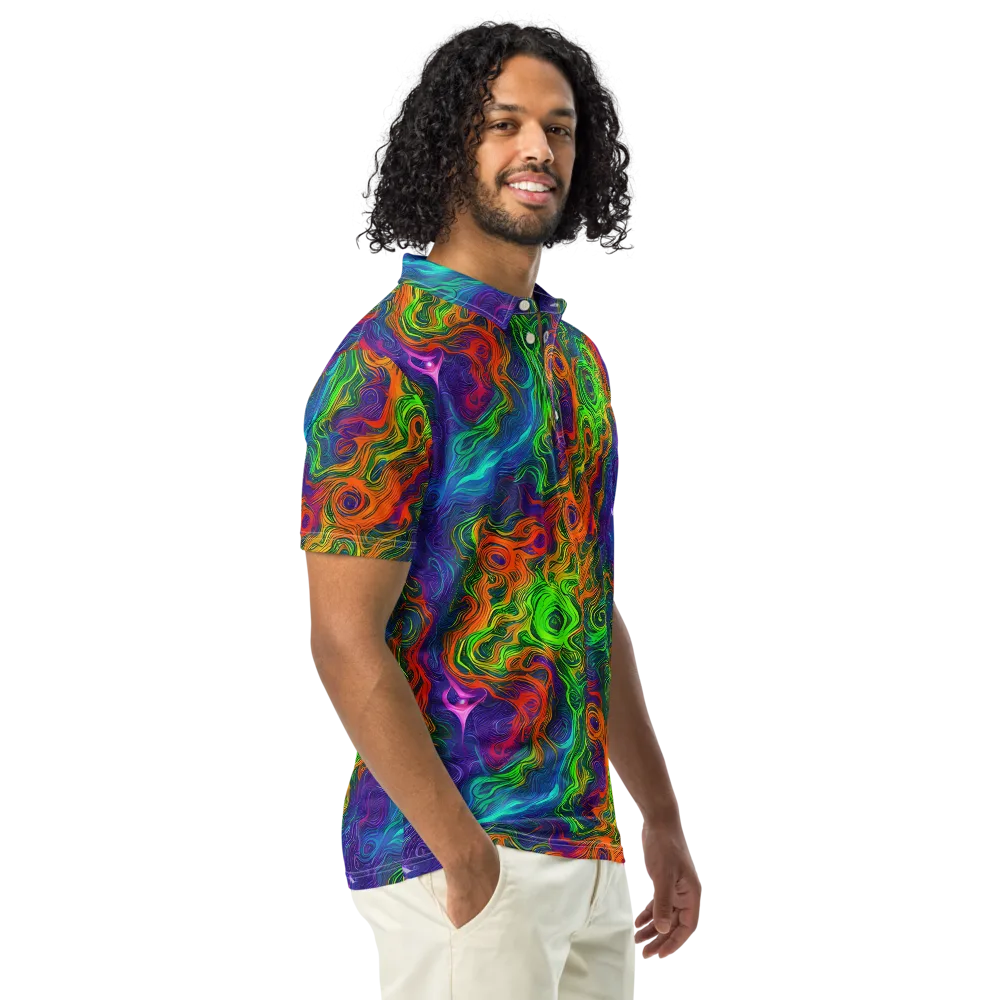 Chromatic Whirl on Men's Slim Fit Polo Shirt — Right Front