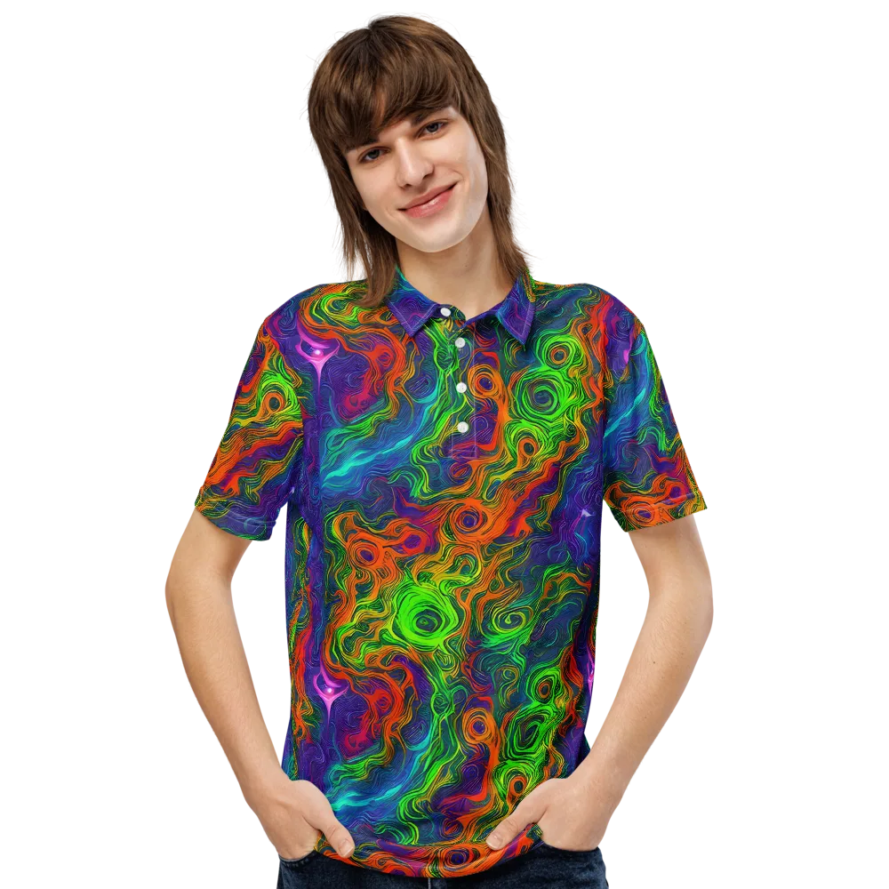 Chromatic Whirl on Men's Slim Fit Polo Shirt — Front