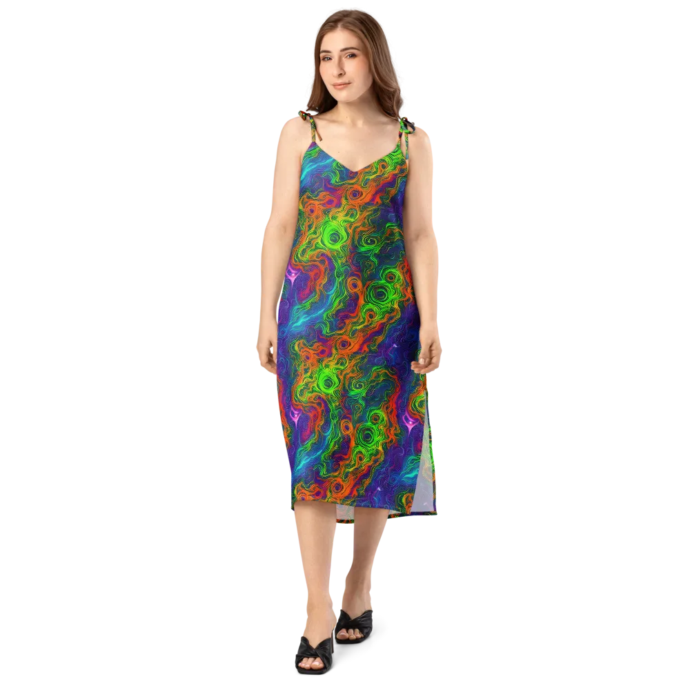 Chromatic Whirl on Slip Dress — Front