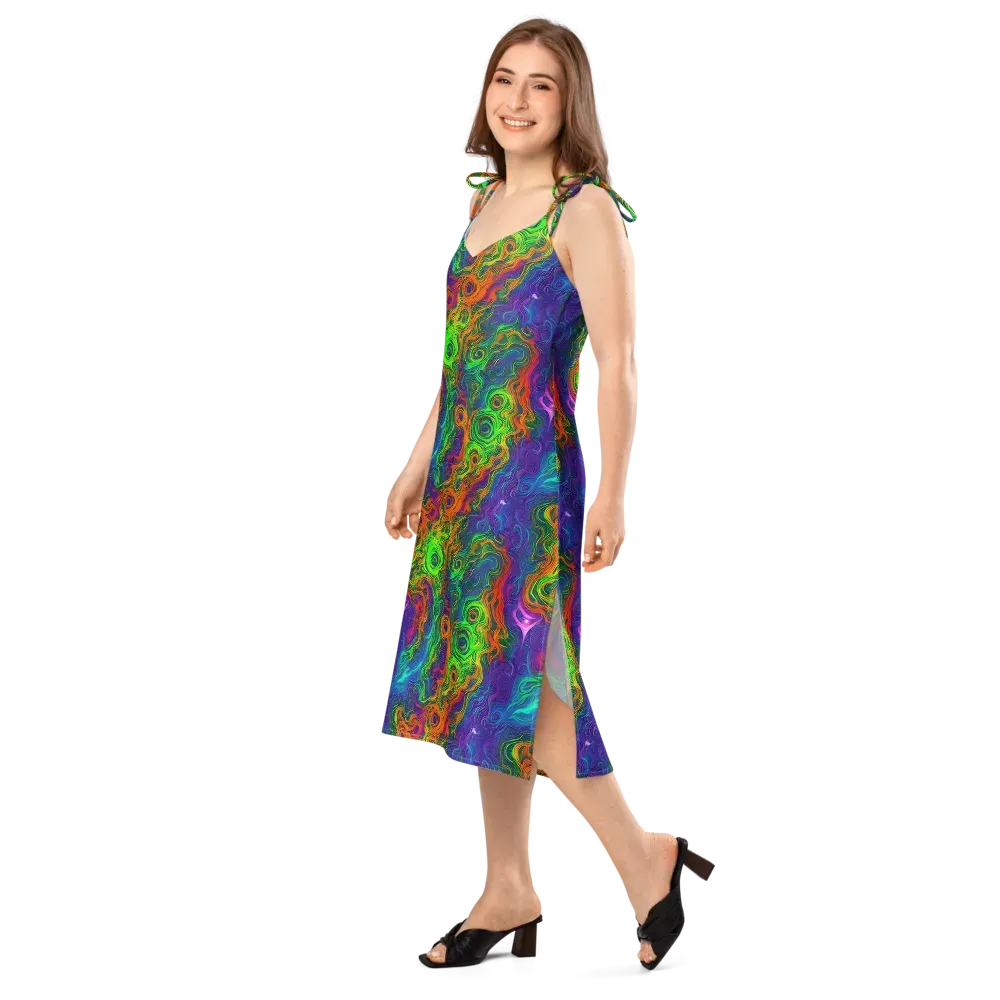 Chromatic Whirl on Slip Dress — Left Front
