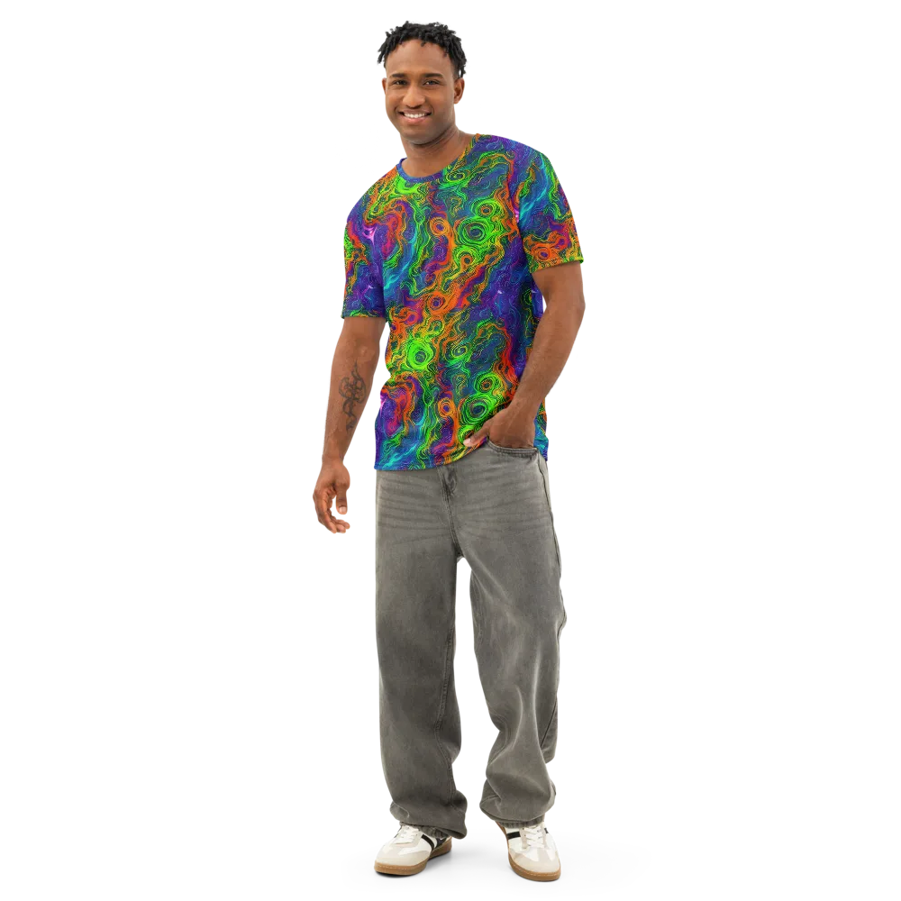 Chromatic Whirl on Men's Cotton Crew Neck T-Shirt — Front