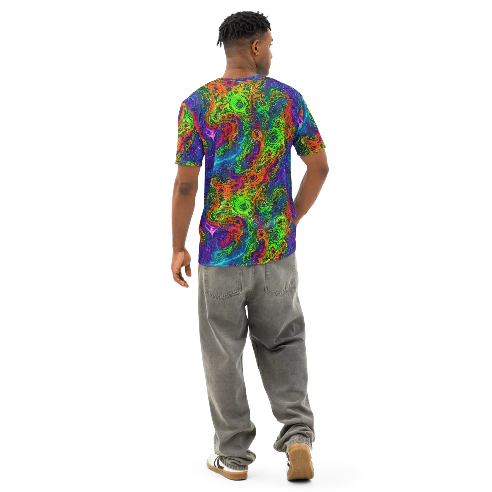 Chromatic Whirl on Men's Cotton Crew Neck T-Shirt — Back
