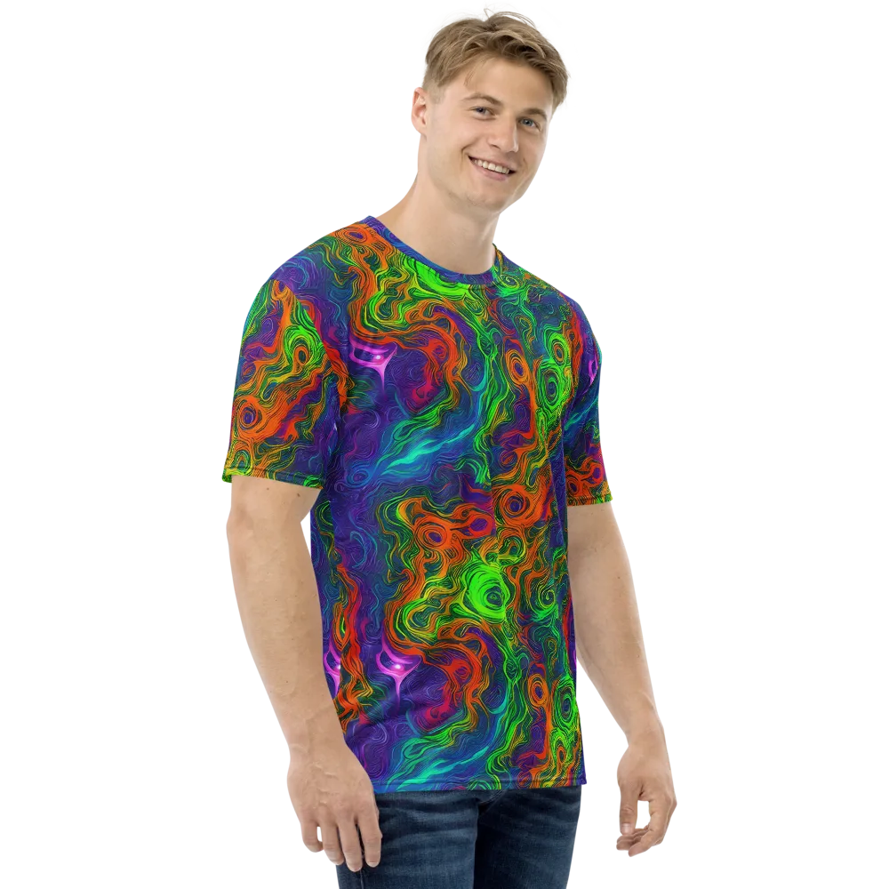 Chromatic Whirl on Men's Crew Neck T-Shirt — Right