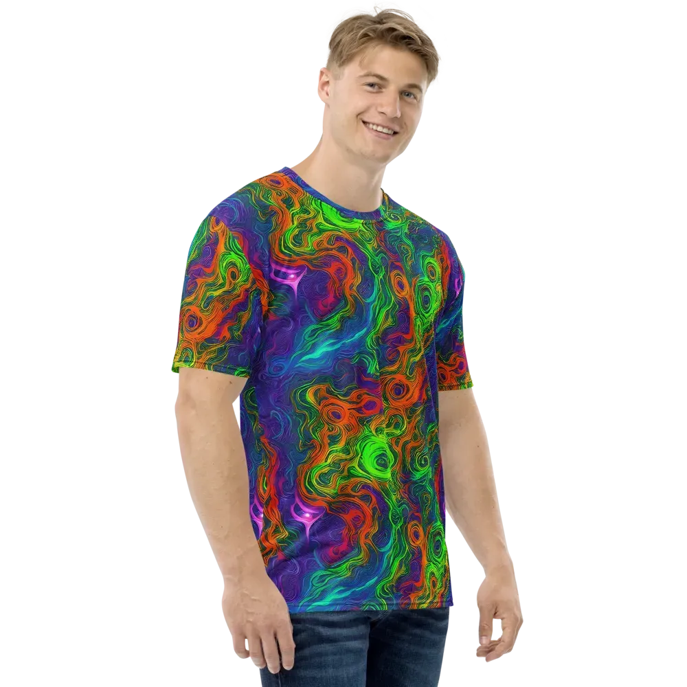 Chromatic Whirl on Men's Crew Neck T-Shirt — Right