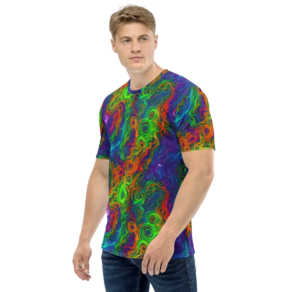 Chromatic Whirl on Men's Crew Neck T-Shirt — Left