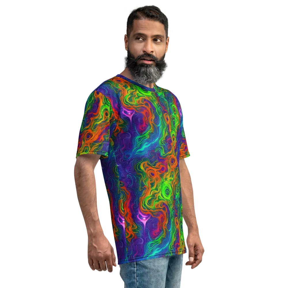 Chromatic Whirl on Men's Crew Neck T-Shirt — Right